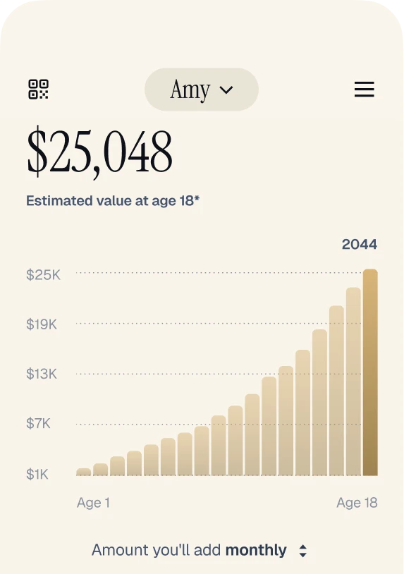Trump Accounts app mockup showing an estimated value projection at age 18
